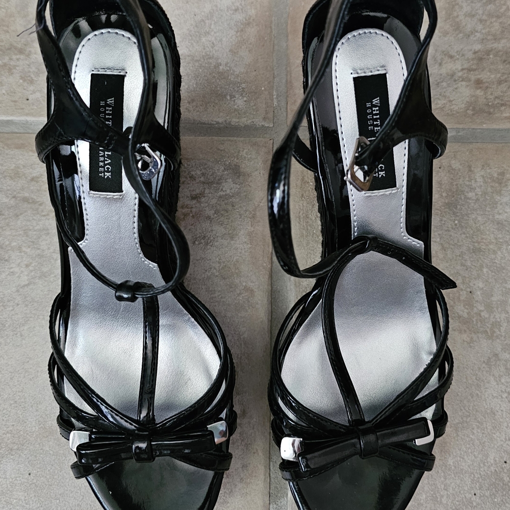 White House Black Market Glossy Black Heels